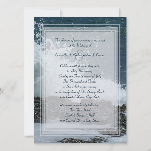 Coastal Beach Hochzeit Einladung (Rückseite)