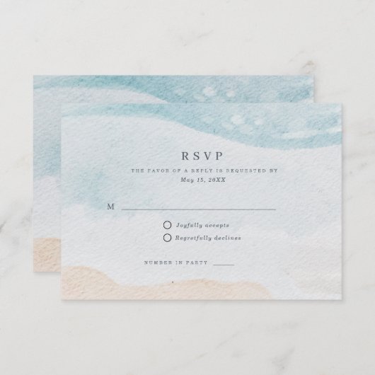 Coastal Beach Hochzeit RSVP Karte (Vorne/Hinten)
