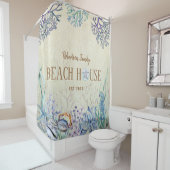 Coastal Beach House Sea Life Familienname Duschvorhang (Beispiel)