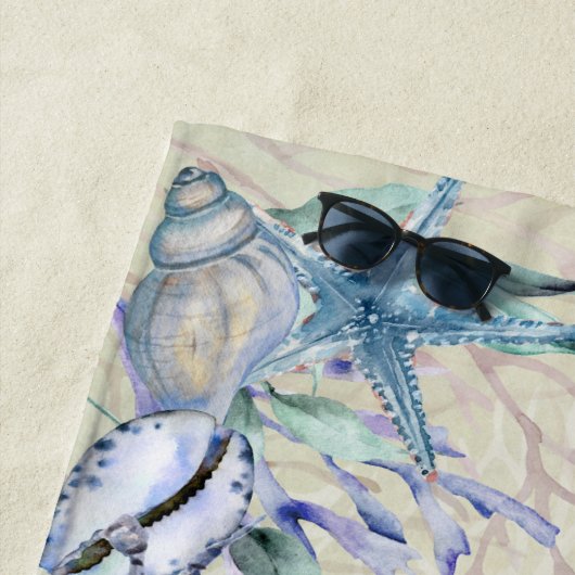 Coastal Beach House Sea Life Familienname Strandtuch (Beispiel)