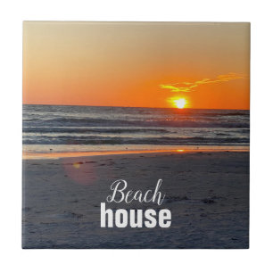 Coastal Beach House Sunset Foto Fliese