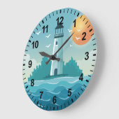 Coastal Beach Lighthouse Wall Clock Große Wanduhr (Winkel)