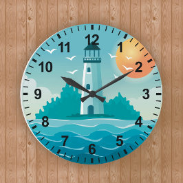 Coastal Beach Lighthouse Wall Clock Große Wanduhr