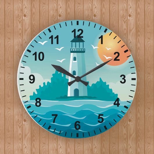 Coastal Beach Lighthouse Wall Clock Große Wanduhr