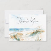 Coastal Beach Modern Watercolor Wedding Dankeskarte (Vorderseite)