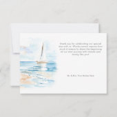 Coastal Beach Modern Watercolor Wedding Dankeskarte (Rückseite)