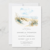 Coastal Beach Modern Watercolor Wedding Einladung (Vorderseite)