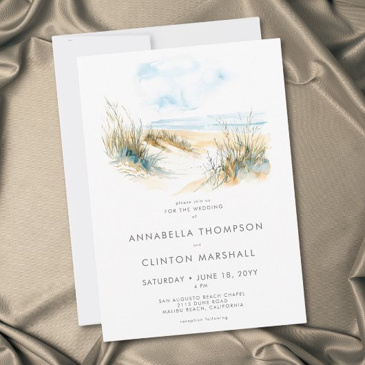 Coastal Beach Modern Watercolor Wedding Einladung