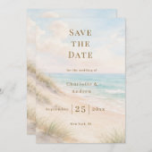 Coastal beach modern wedding save the date (Vorne/Hinten)