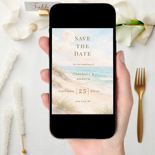 Coastal beach modern wedding save the date
