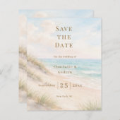 Coastal beach modern wedding Save the Date card (Vorne/Hinten)