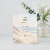 Coastal beach modern wedding Save the Date card (Stehend Vorderseite)