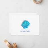 Coastal Beach Muschel Blue Danke Custom Mitteilungskarte (Vorderseite/Rückseite Beispiel)