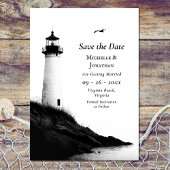 Coastal Beach Nautical Lighthouse Foto Wedding Save The Date