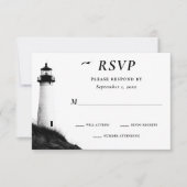 Coastal Beach Nautical Lighthouse Wedding RSVP Karte (Vorderseite)