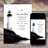 Coastal Beach Nautical Lighthouse Wedding Save The Date