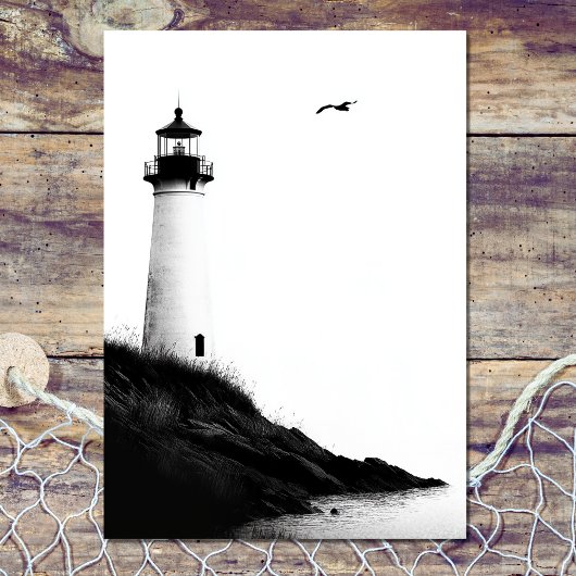 Coastal Beach Nautical Lighthouse Wedding Save The Date