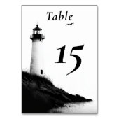 Coastal Beach Nautical Lighthouse Wedding Tischnummer (Vorderseite)