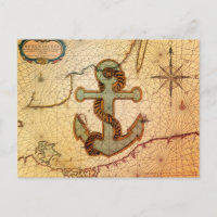 Coastal Beach Nautical Map Vintag Anchor