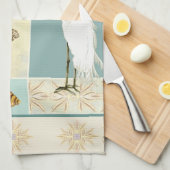 Coastal Beach Ocean Seashore Collage Sea Turtle Geschirrtuch (Viertel Falte)