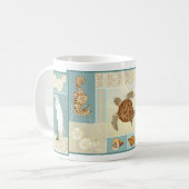 Coastal Beach Ocean Seashore Collage Sea Turtle Kaffeetasse (Vorderseite Links)