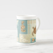 Coastal Beach Ocean Seashore Collage Sea Turtle Porzellantasse (Vorderseite Rechts)