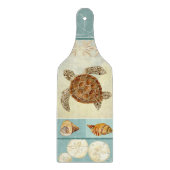 Coastal Beach Ocean Seashore Collage Sea Turtle Schneidebrett (Vorderseite)
