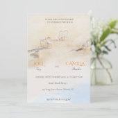 Coastal Beach Ocean Wasserfarbe Hochzeit Einladung (Stehend Vorderseite)