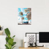 Coastal Beach Palm Trees Boat Poster (Heimbüro)