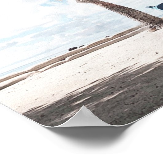 Coastal Beach Palm Trees Boat Poster (Ecke)