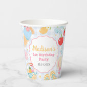 Coastal Beach Pastel Doodle Girls Birthday Pappbecher (Rückseite)