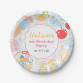 Coastal Beach Pastel Doodle Girls Birthday Pappteller (Vorderseite)