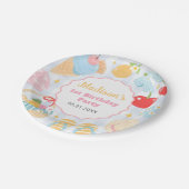 Coastal Beach Pastel Doodle Girls Birthday Pappteller (Schrägansicht)