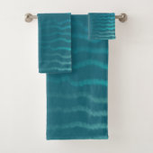 Coastal Beach Salty Türkis Wave Abstract Design Badhandtuch Set (Insitu)