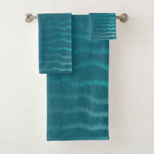 Coastal Beach Salty Türkis Wave Abstract Design Badhandtuch Set (Insitu)