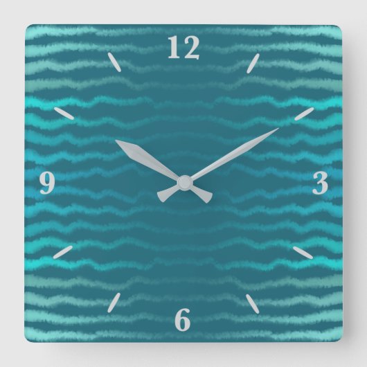 Coastal Beach Salty Türkis Wave Abstract Design Quadratische Wanduhr (Vorderseite)