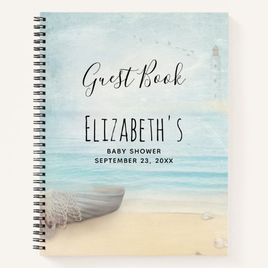 Coastal Beach Scene Baby Showbook Notizblock (Vorderseite)