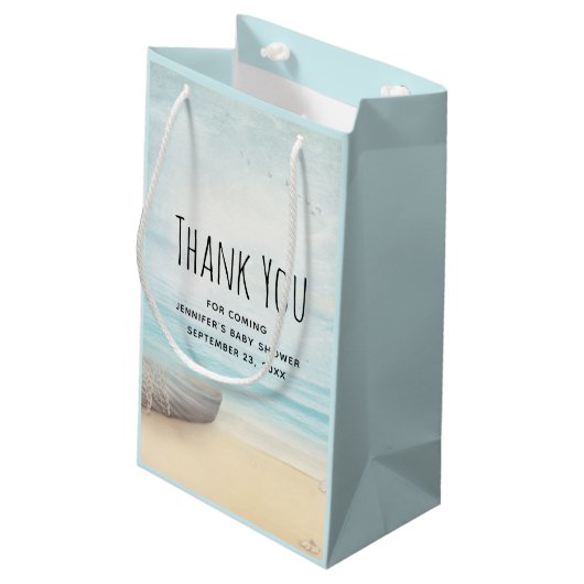 Coastal Beach Scene Nautical Theme Party Danke Kleine Geschenktüte (Rückseite Schrägansicht)