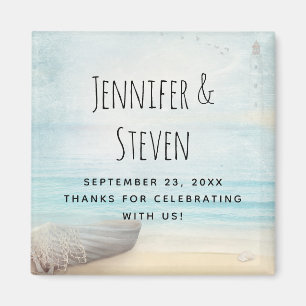 Coastal Beach Scene Nautical Wedding dank Magnet