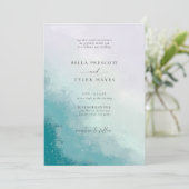 Coastal Beach Sea Glass Aquamariner Lavendel Chic  Einladung (Stehend Vorderseite)