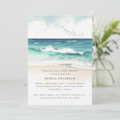 Coastal Beach Sea Sand Watercolor Babydusche Einladung (Stehend Vorderseite)