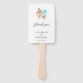 Coastal Beach Seashell Thank you Wedding Photo Fächer
