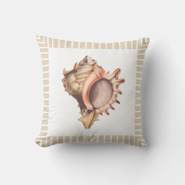 Coastal Beach Style Conch Seashell Kissen (Vorderseite)