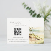 Coastal Beach Sun Seascape Wedding QR Code UAWG Begleitkarte (Stehend Vorderseite)