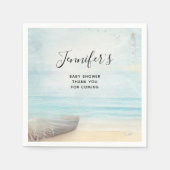 Coastal Beach Szene mit einer RowBoat Baby Dusche Serviette (Vorderseite)