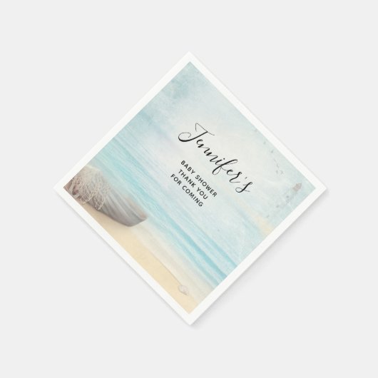 Coastal Beach Szene mit einer RowBoat Baby Dusche Serviette (Ecke)