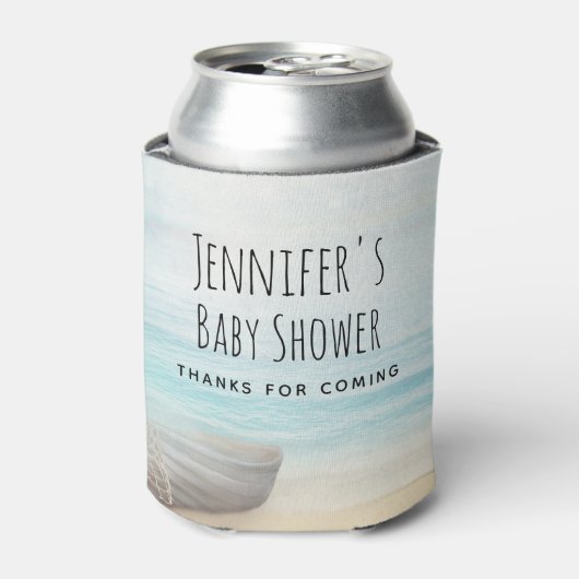 Coastal Beach Szene mit Fishing Boat Baby Dusche Dosenkühler (Kanne Vorderseite)