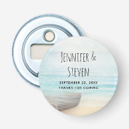 Coastal Beach Szene mit Holzrowboat Hochzeit Flaschenöffner