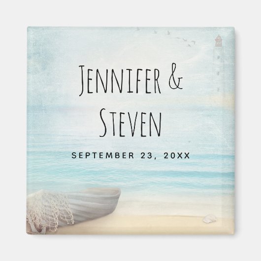 Coastal Beach Szene Nautic Themed Wedding Magnet (Vorne)