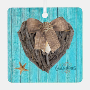 Coastal Beach Thema Driftwood Heart Valentinstag Ornament Aus Metall